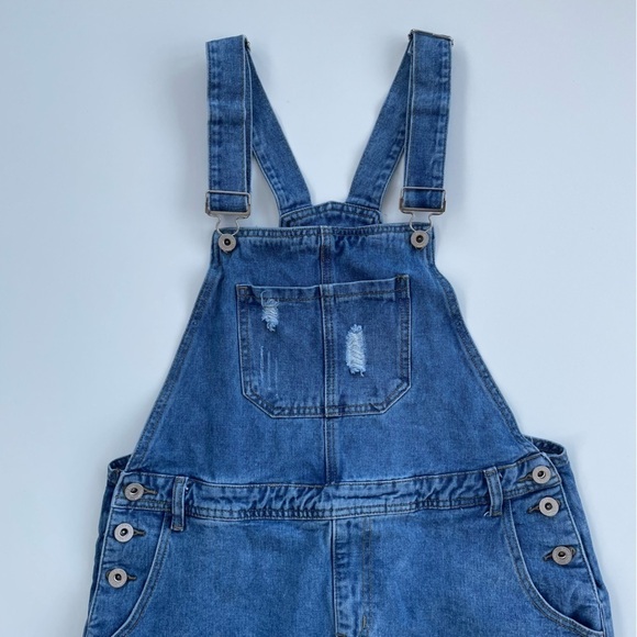 Anna-kaci Women's Denim Distressed Destroyed Overall Dress Size Large - Picture 3 of 9